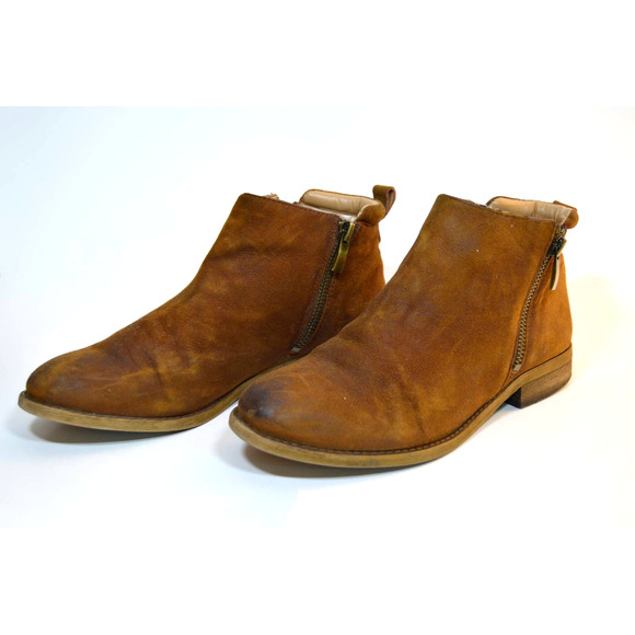 Franco Sarto size 7.5 brown suede cognac ankle boots - Picture 1 of 8